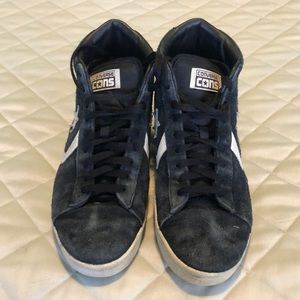 Blue suede converse high tops